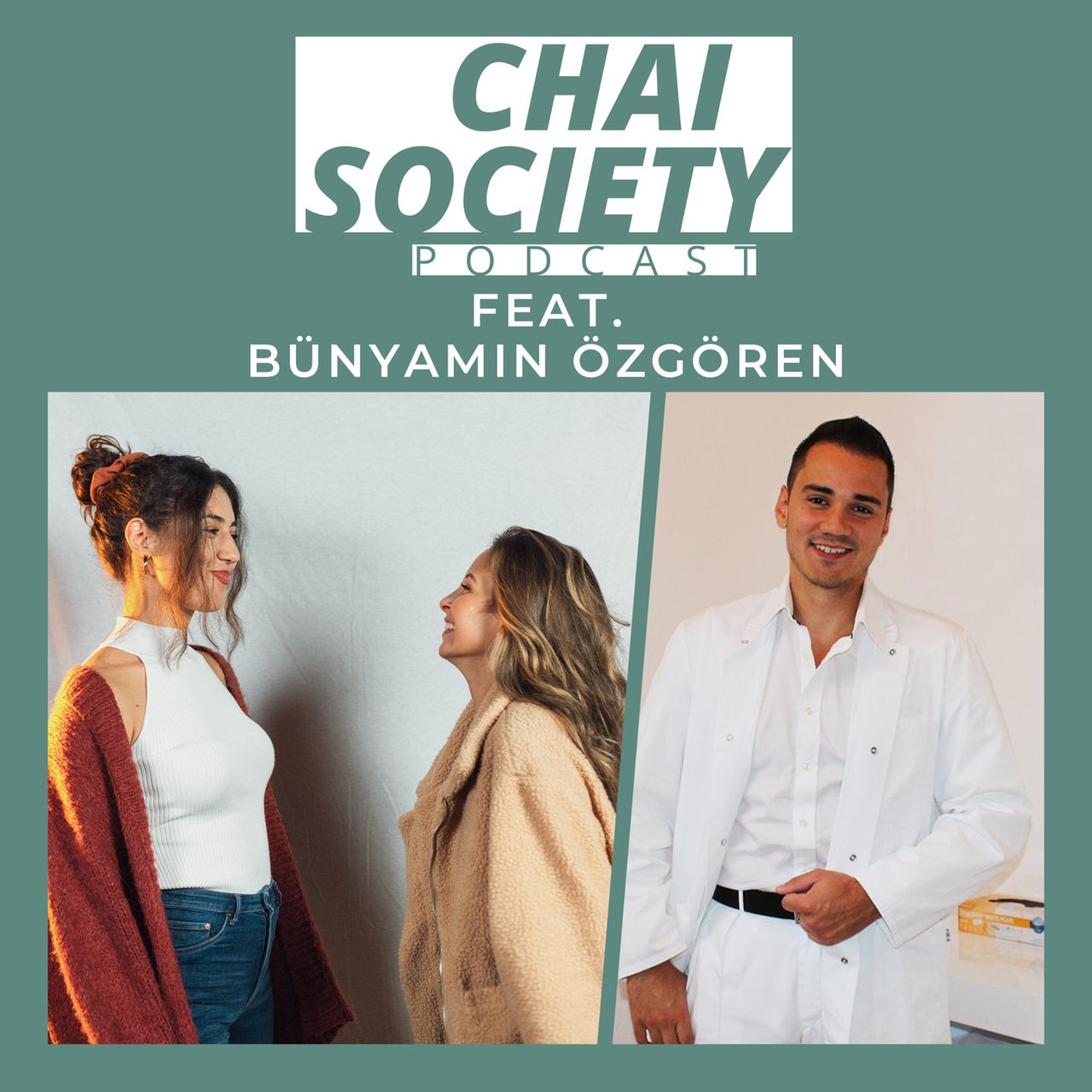 Die Moderatorinnen des Chai-Society-Podcasts Refiye Ellek und Soraya Jamal und Gast Bünyamin Özgören